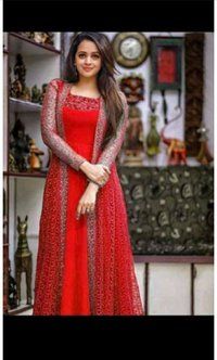 DESIGNER PARTY WEAR KOTI WITH GOWN CHINESTITCH WORK