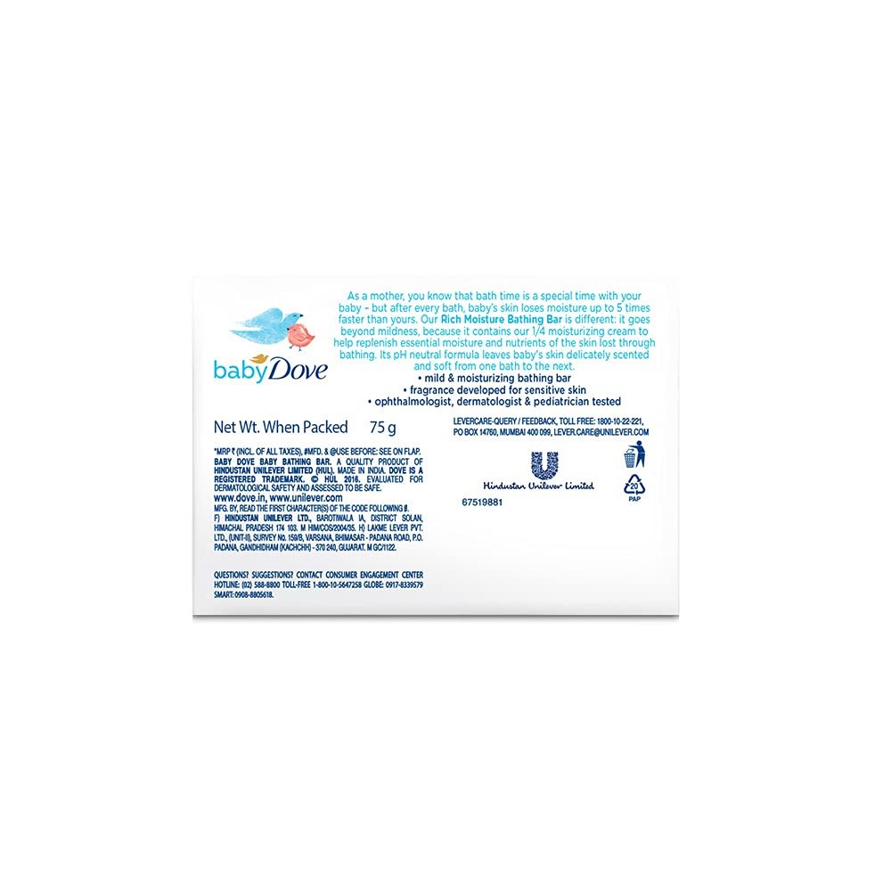 Baby Dove Rich Moisture Bar - 75g (Pack of 3)
