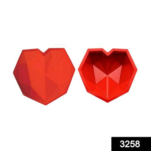 Red Flexible Silicone 3D Diamond Heart Shape Pinata Chocolate Cake Mold