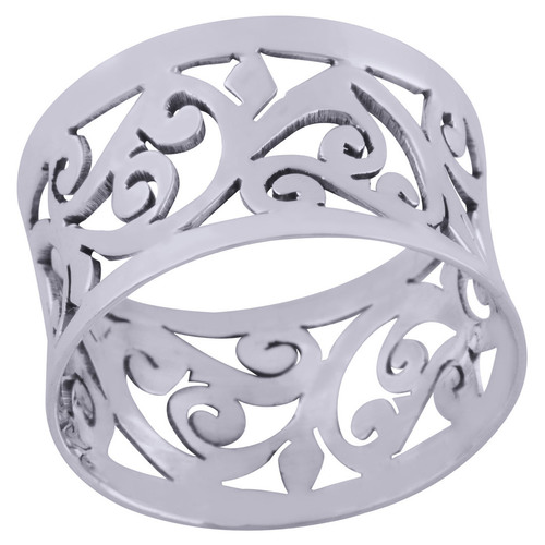 GORGEOUS JALI CUT OUT PLAIN 925 STERLING SOLID SILVER HANDMADE RING