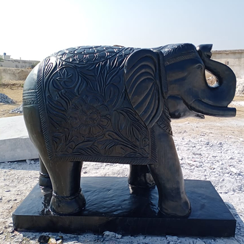 Black Elephant Marble Statue