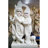 Lord White Marble Radha Krishna Statue