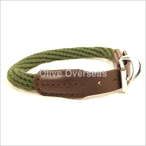 Punched Hand Stitch Cotton Rope Dog Collar