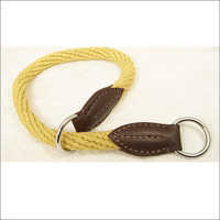 Punched Hand Stitched Khaki Cotton Rope Collar