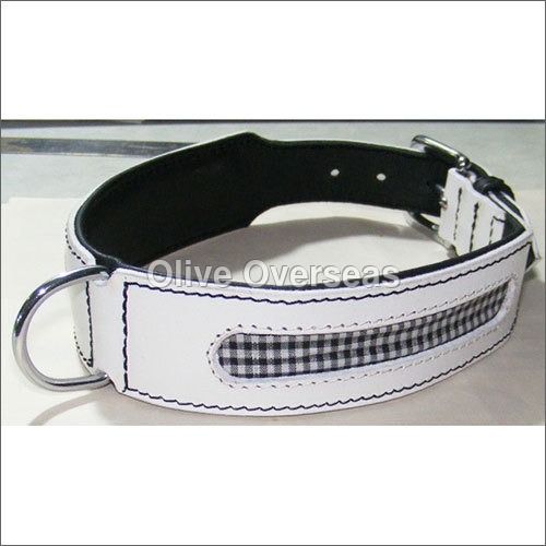 Black And White Leather Dog Collar