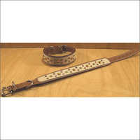 Stylish Beige Leather Dog Collar