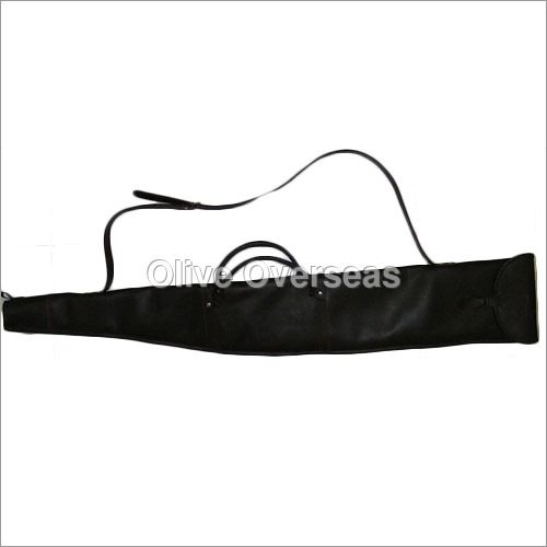 Black Leather Gun Cover 130cm Fur Lined 