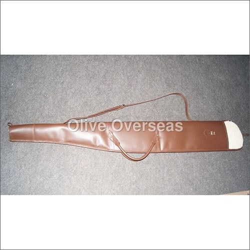 Brown Smooth Leather Gun Cover 130cm Fur Lined 