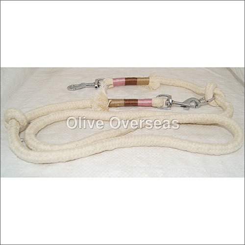 White Cotton Cord Variable Dog Leash By OLIVE OVERSEAS