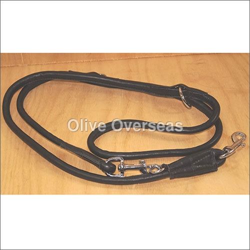 Black Rolled Soft Leather Dog Leash 