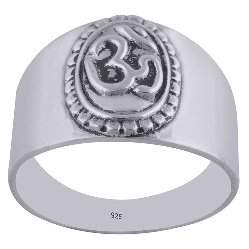 OM EMBOSSED PLAIN BAND 925 STERLING SOLID SILVER HANDMADE RING