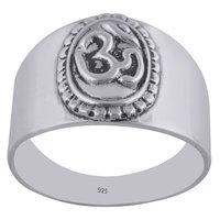 OM EMBOSSED PLAIN BAND 925 STERLING SOLID SILVER HANDMADE RING