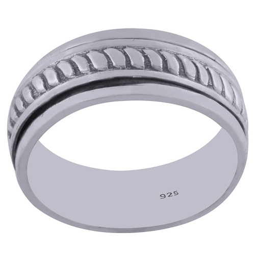 PLAIN TWISTED BAND MIDDLE 925 STERLING SOLID SILVER HANDMADE RING
