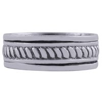 PLAIN TWISTED BAND MIDDLE 925 STERLING SOLID SILVER HANDMADE RING