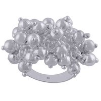 STUNNING LOTS OF PLAIN BEADS HANGING 925 STERLING SOLID SILVER HANDMADE RING