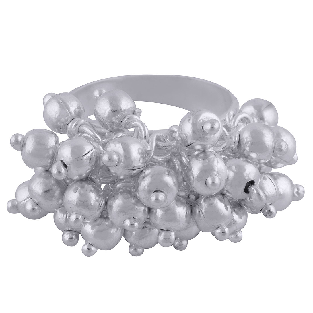 STUNNING LOTS OF PLAIN BEADS HANGING 925 STERLING SOLID SILVER HANDMADE RING