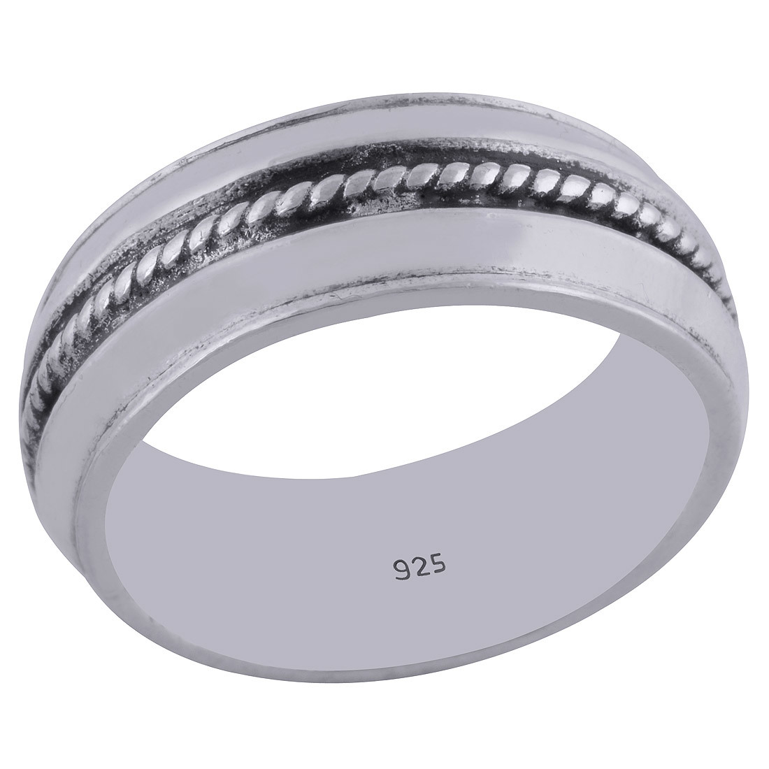 PLAIN TWISTED BAND MIDDLE 925 STERLING SOLID SILVER HANDMADE RING