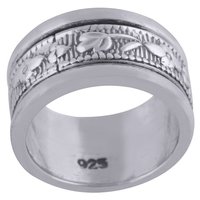 PLAIN ENGRAVED 925 STERLING SOLID SILVER HANDMADE RING