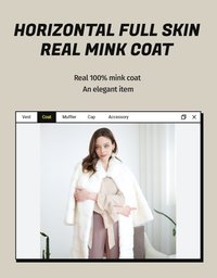Horizontal Full Skin Real Mink Coat (P182)