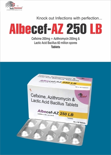 Cefixime 200Mg and Azitromycin 250Mg and Lactic Acid Bacillius 60 Millon Tab