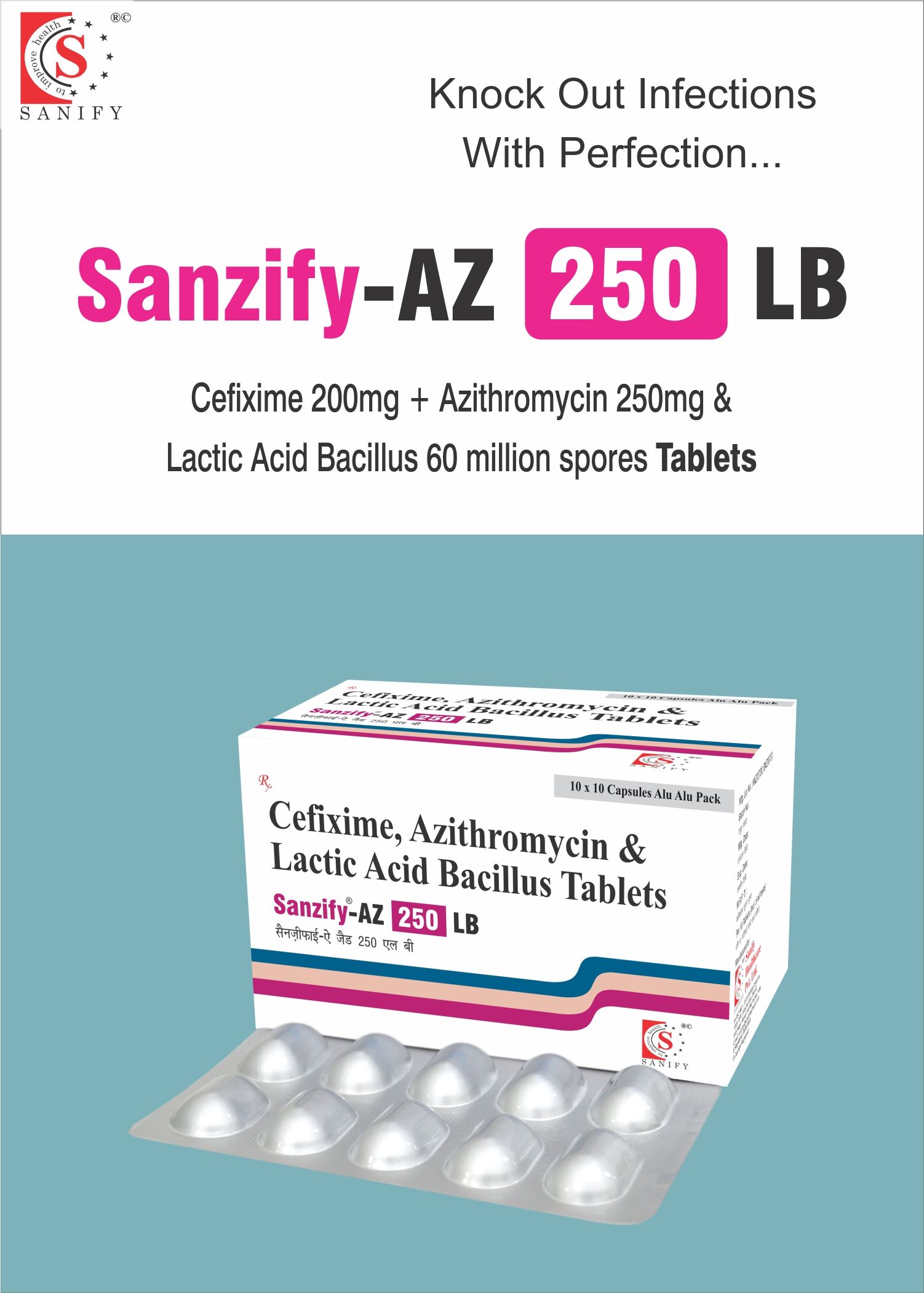 Cefixime 200Mg And Azitromycin 250Mg And Lactic Acid Bacillius 60 Millon Tab Specific Drug