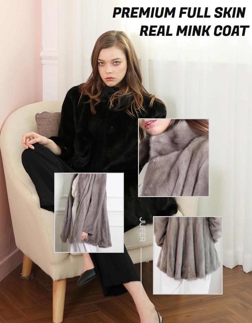 Premium Full Skin Real Mink Coat (P173-3)