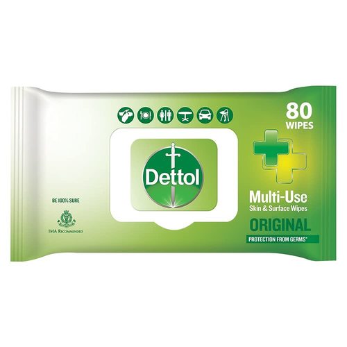 Dettol Disinfectant Sanitizer Wet Wipes For Skin - 80 Count Age Group: Adults