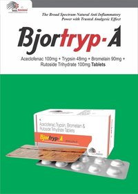 Trypsin 48Mg+Bromelain 90Mg+Rutoside Trihydrate 100Mg+Aceclofenic 100Mg Tablets