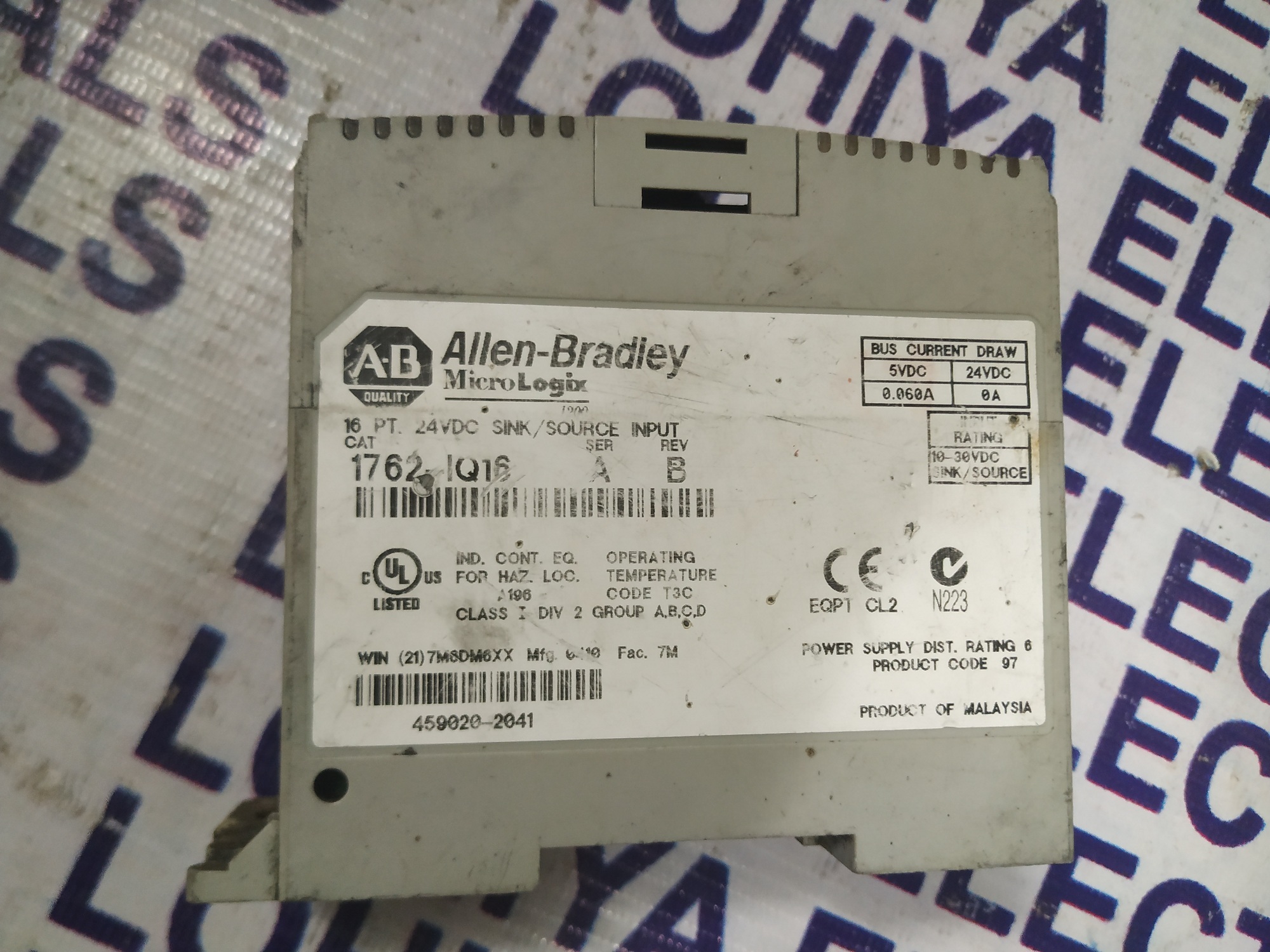 ALLEN BRADLEY MICROLOGIX INPUT MODULE 1762-IQ16