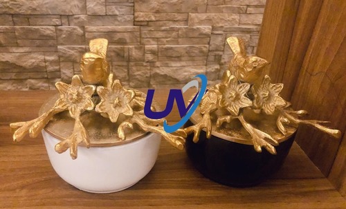 Round Bird Trinket Box - Color: Gold