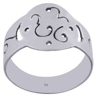 GORGEOUS JALI CUT OUT PLAIN 925 STERLING SOLID SILVER HANDMADE RING