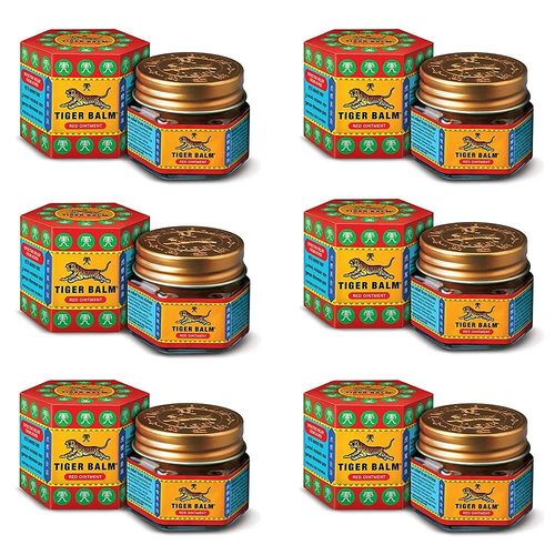 Tiger Balm Red Ointment For Effective Relief From Muscular Aches, Sprains & Pain - 21ml(Pack Of 6)