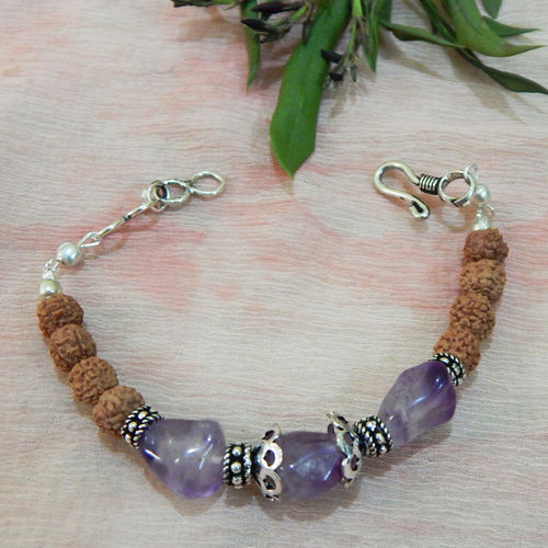 Health Amethyst Tumble Rudraksha Beads Bracelet