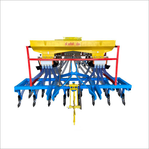 Yellow And Blue Automatic Seed Cum Fertilizer Drill 8 Tyne With 3 Hopper