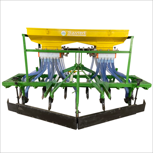 Yellow And Green 11 Tyne Automatic Seed Cum Fertilizer Drill