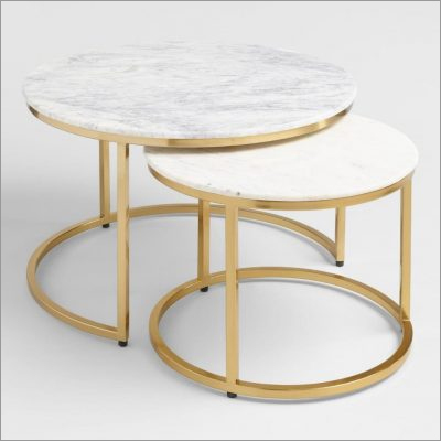 Iron Paired Marble Top Coffee Table