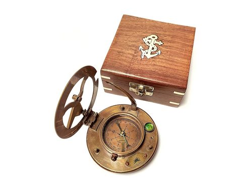Antique Brass Sundial Compass 4