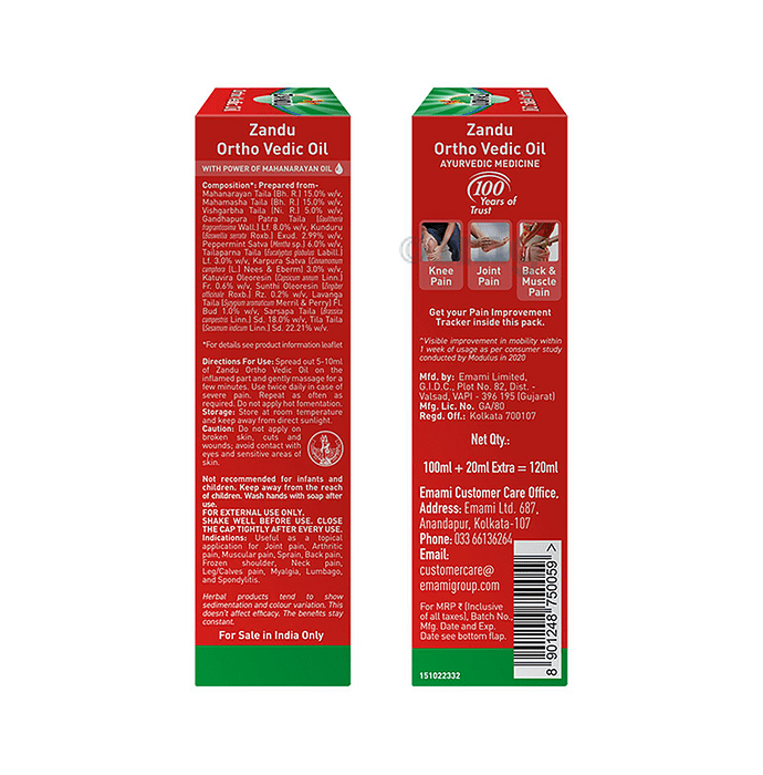 Zandu Ortho Vedic Knee And Joint Pain Oil - 50ml