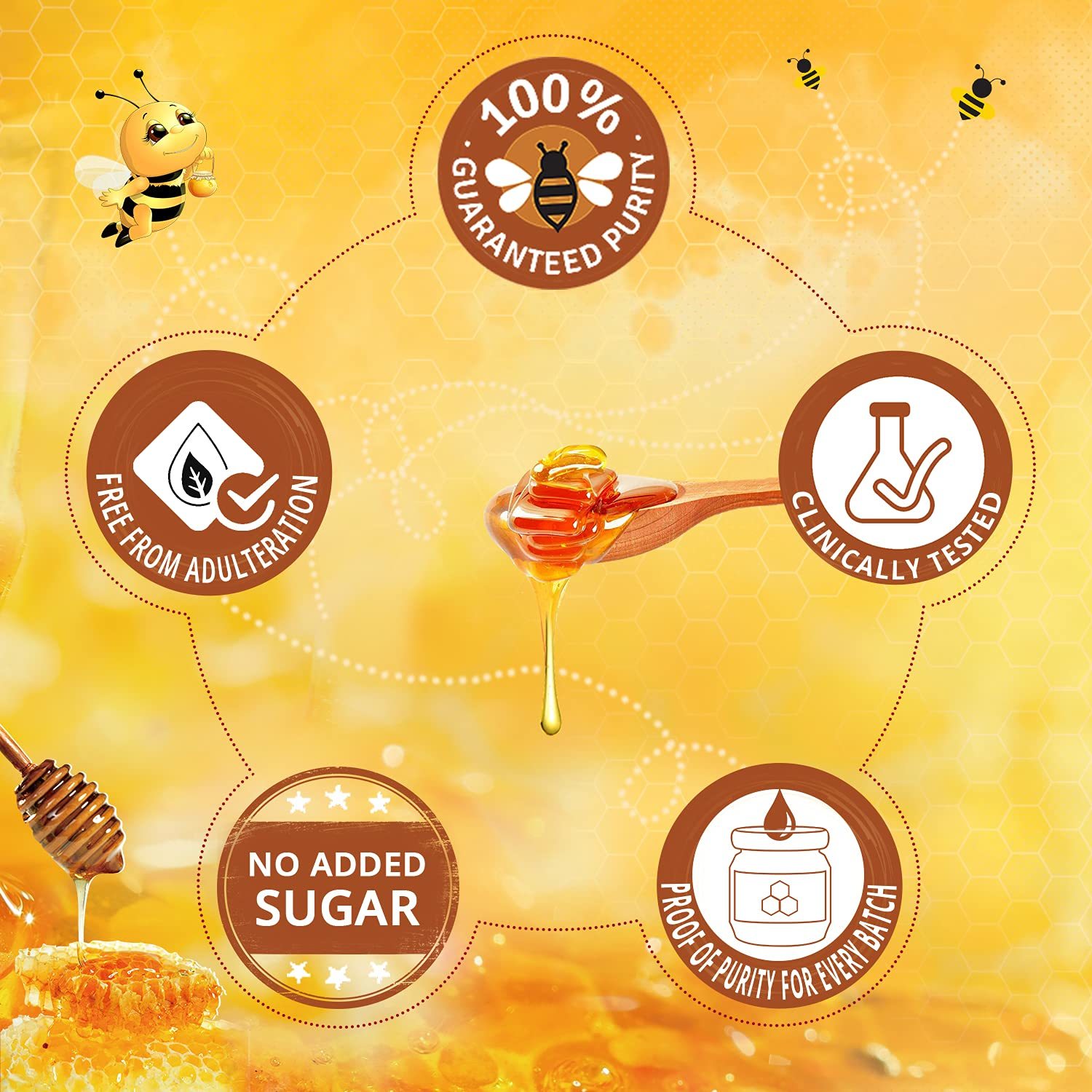 Zandu Pure Honey, 100% Purity, No Added Sugar - 500g
