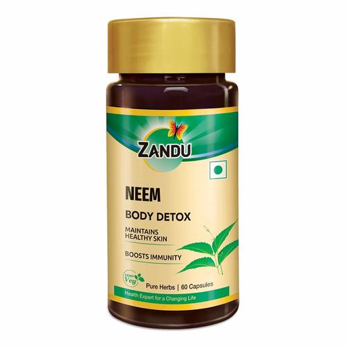 Zandu Neem Capsules Ayurvedic Herbs For Healthy Skin And Hair - 60 Veg Capsules By COMMERCE INDIA