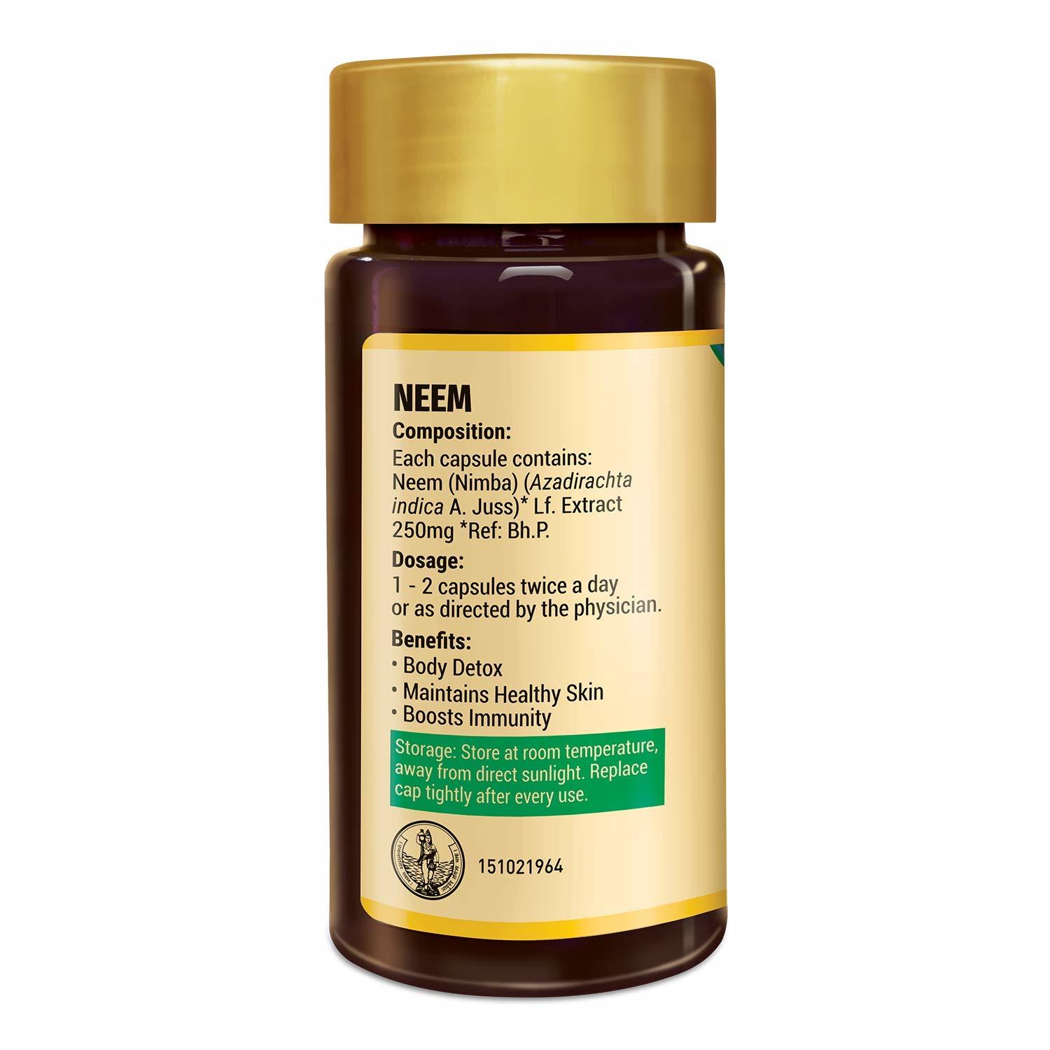 Zandu Neem Capsules Ayurvedic Herbs For Healthy Skin And Hair - 60 Veg Capsules