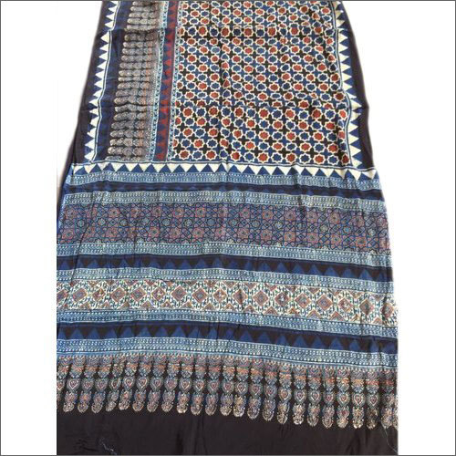 Casual Ladies Hand Block Printed Modal Silk Saree