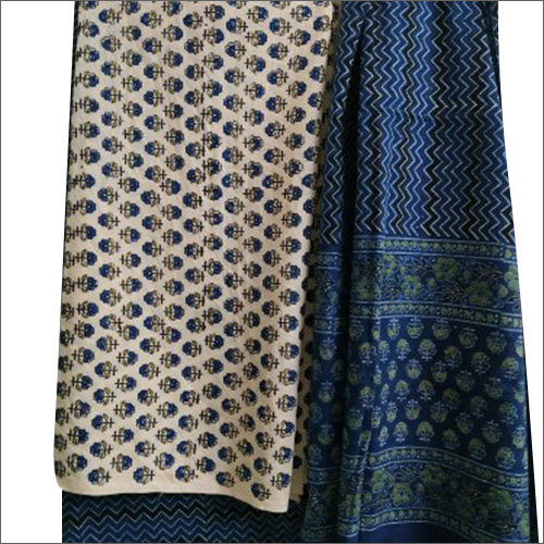 Ajrak Hand Block Printed Unstitched Suit - Cotton, All Season Wear, Washable, Ethnic Indian Design, Printed Pattern