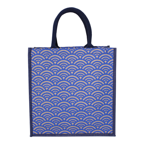 Available In All Color Pp Laminated Jute Tote Bag With Semi Circle Print