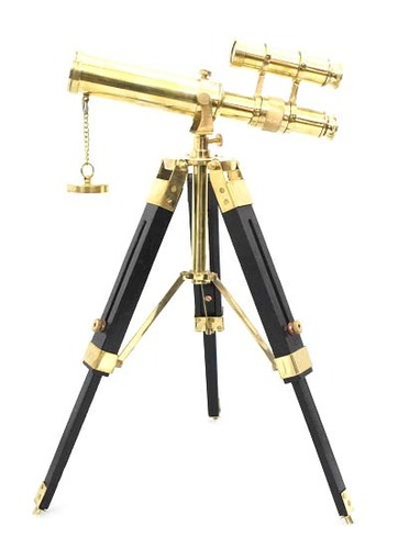 Brass Telescope With Wooden Stand By ROORKEE HOME DECOR