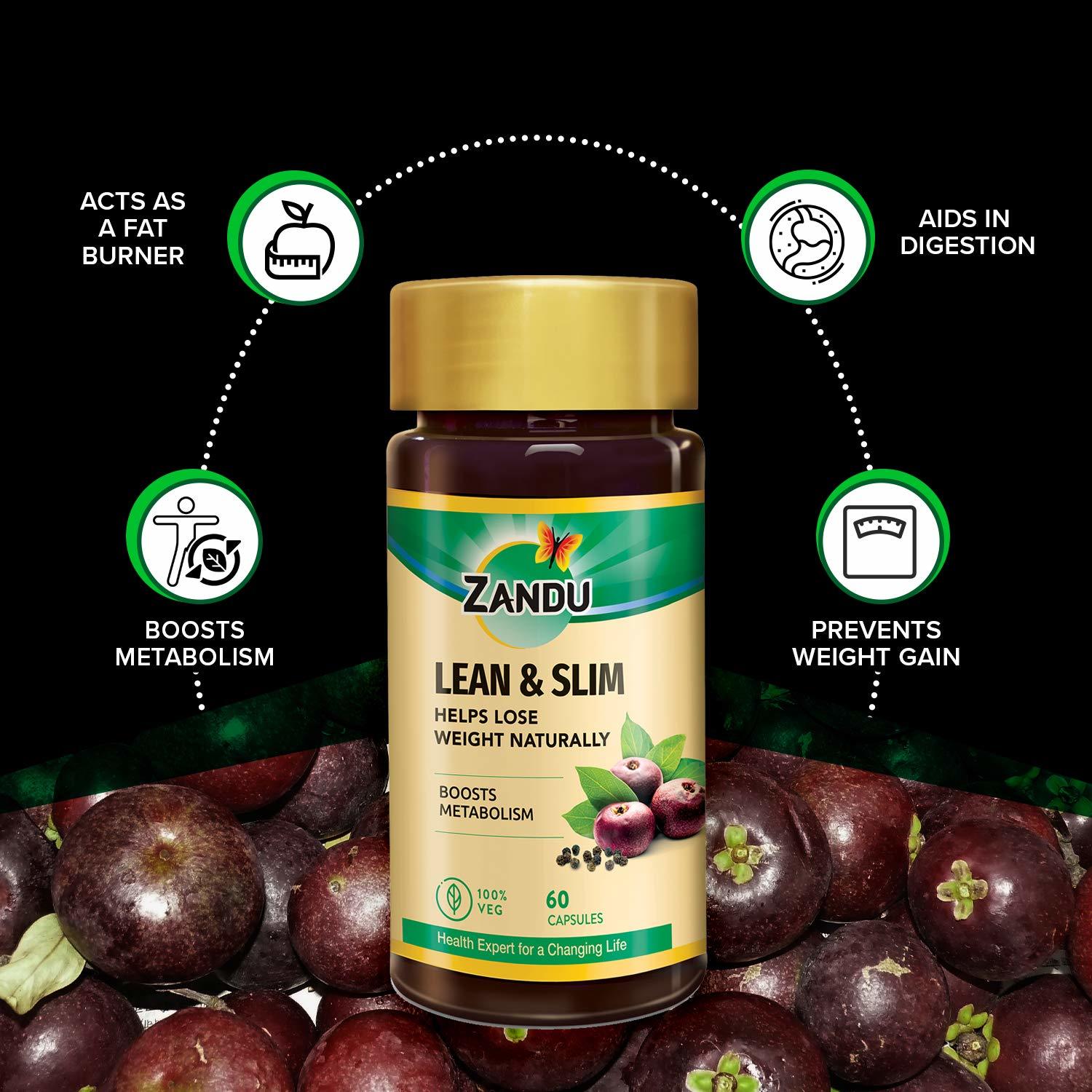 Zandu Lean And Slim, An Ayurvedic Supplement Helps For Healthy Digestion - 60 Veg Capsules