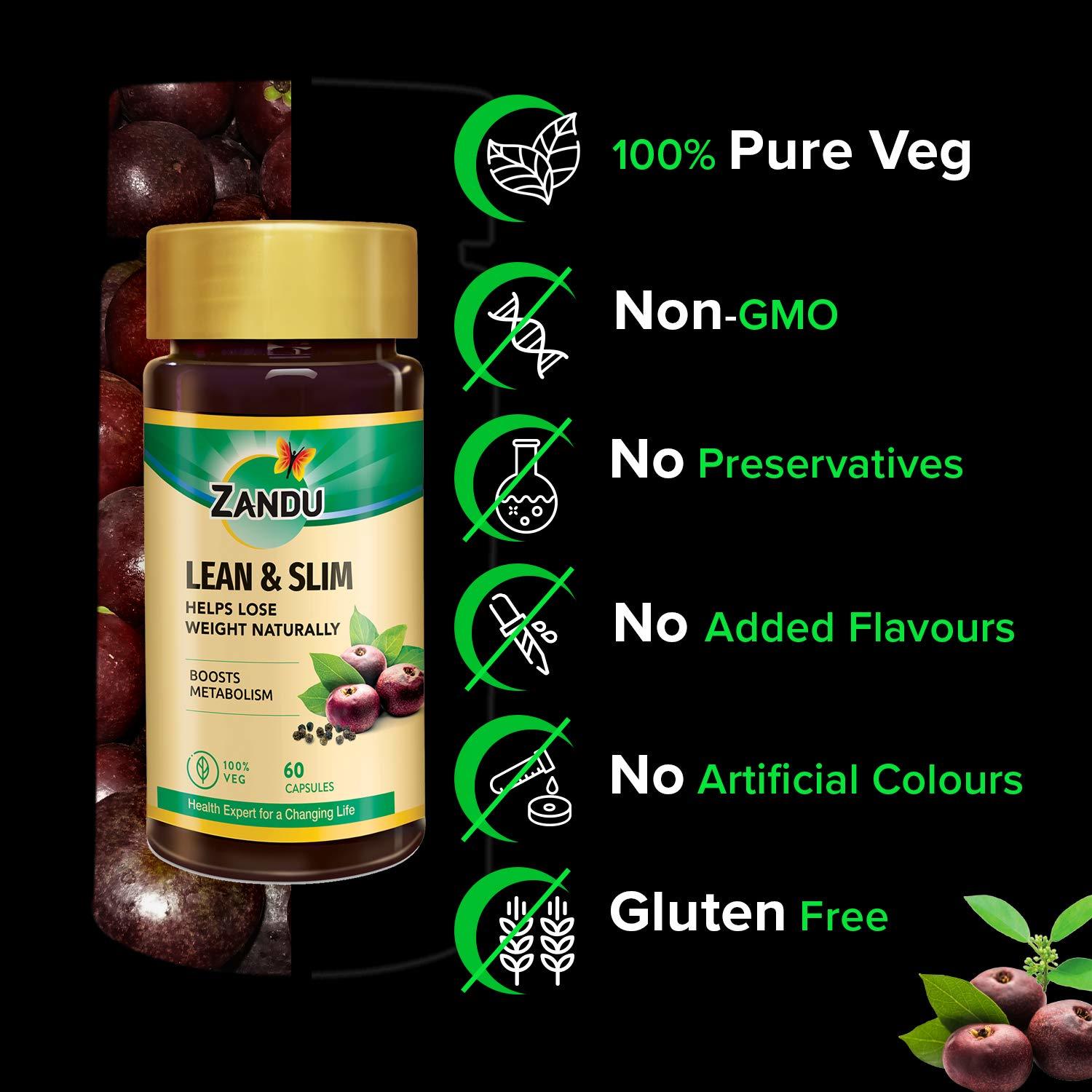 Zandu Lean And Slim, An Ayurvedic Supplement Helps For Healthy Digestion - 60 Veg Capsules