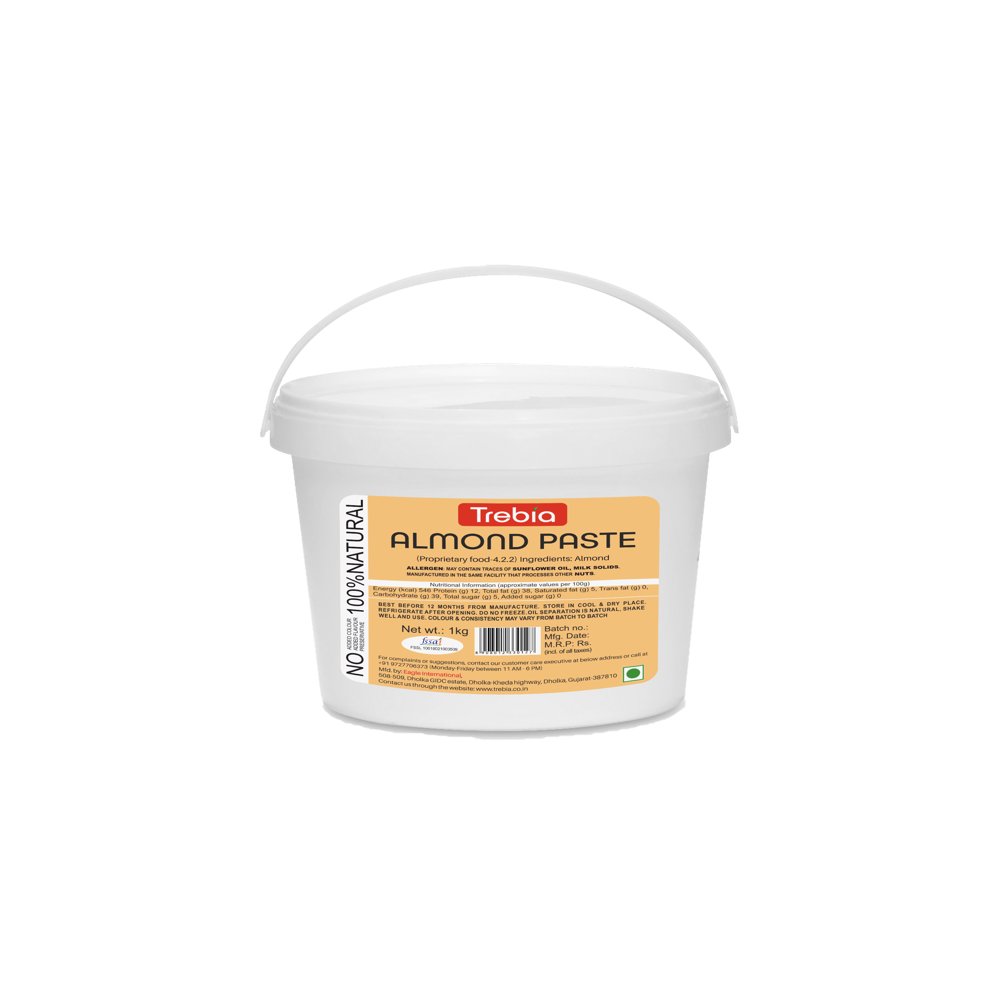 Trebia Almond Paste - 1kg Bulk Packaging | 100% Natural Roasted Almonds, No Added Flavours Or Colours, Versatile For Ice Creams, Chocolates And Bakery Items