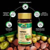 Zandu Triphala Capsules, Supports Bowel Wellness - 90 Veg Capsules