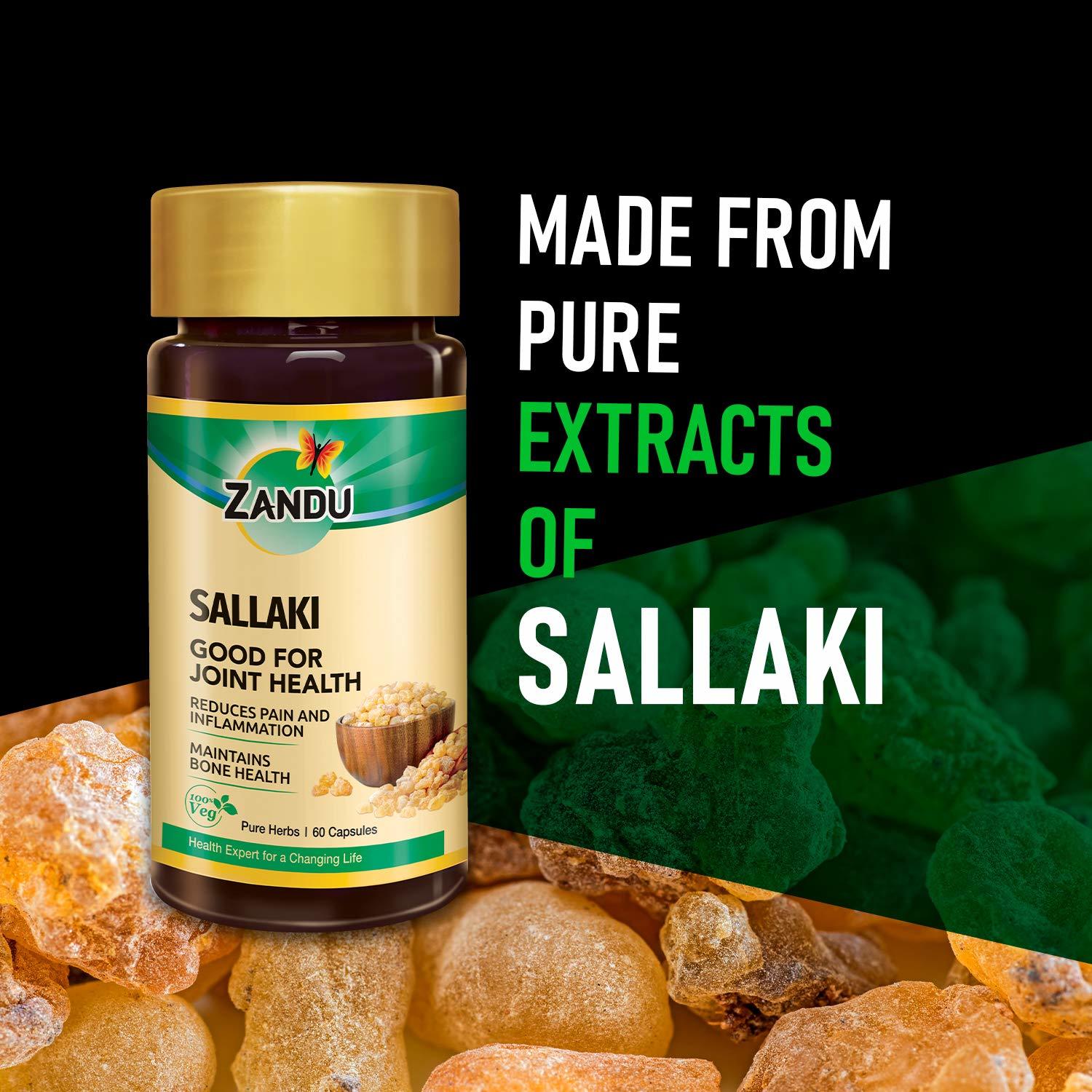 Zandu Sallaki Capsules, Helpful For Joint Pain Wellness - 60 Veg Capsules